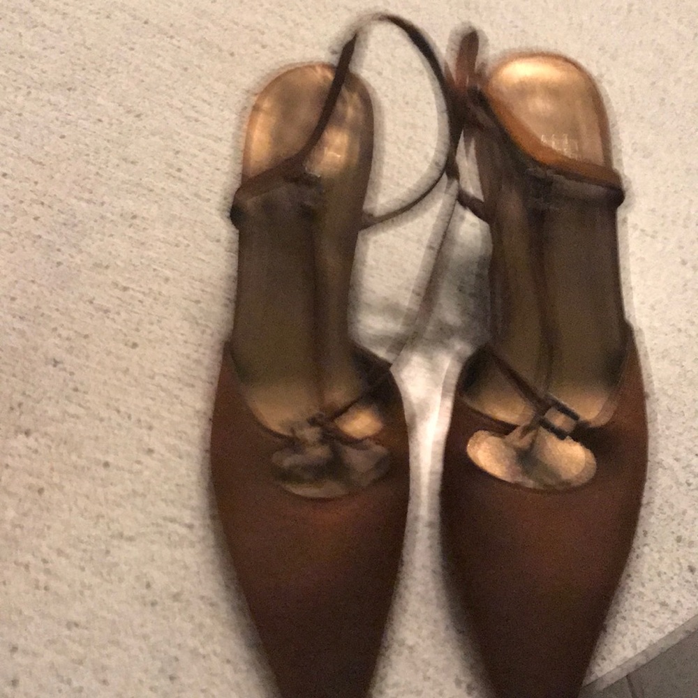 Stuart Weitzman  Brown Satin Shoe
